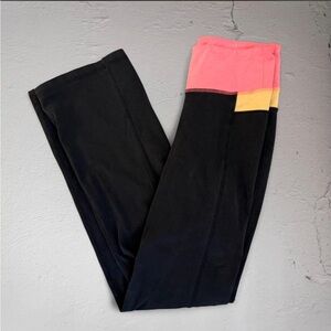 Vintage Y2K Black Foldover Leggings with Colorblock Waistband ultra low rise